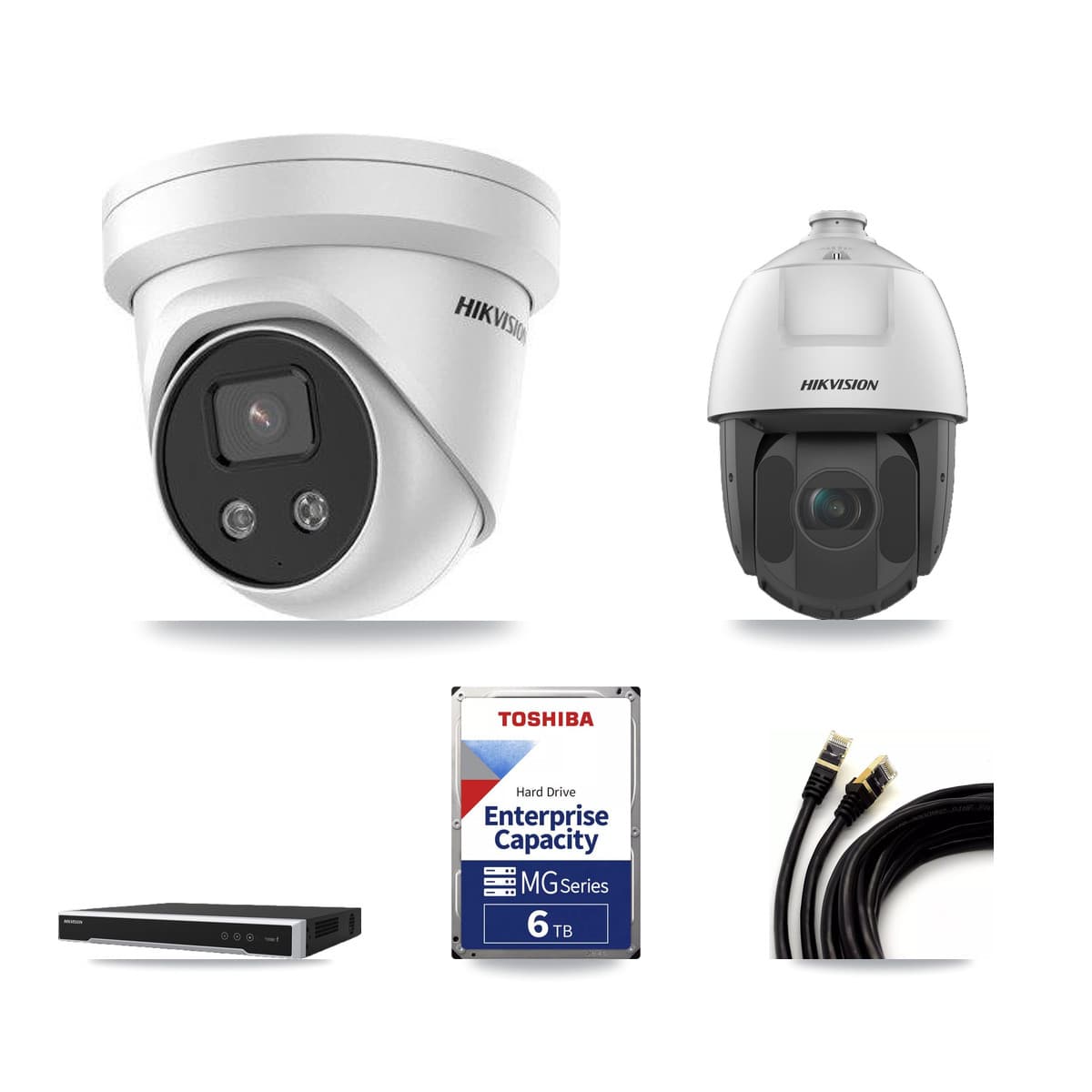 Hikvision 16-Channel 2MP – 5MP CCTV Kit — 4 5MP Turret + 1 2MP PTZ Cameras + 6TB Recording - Image 1
