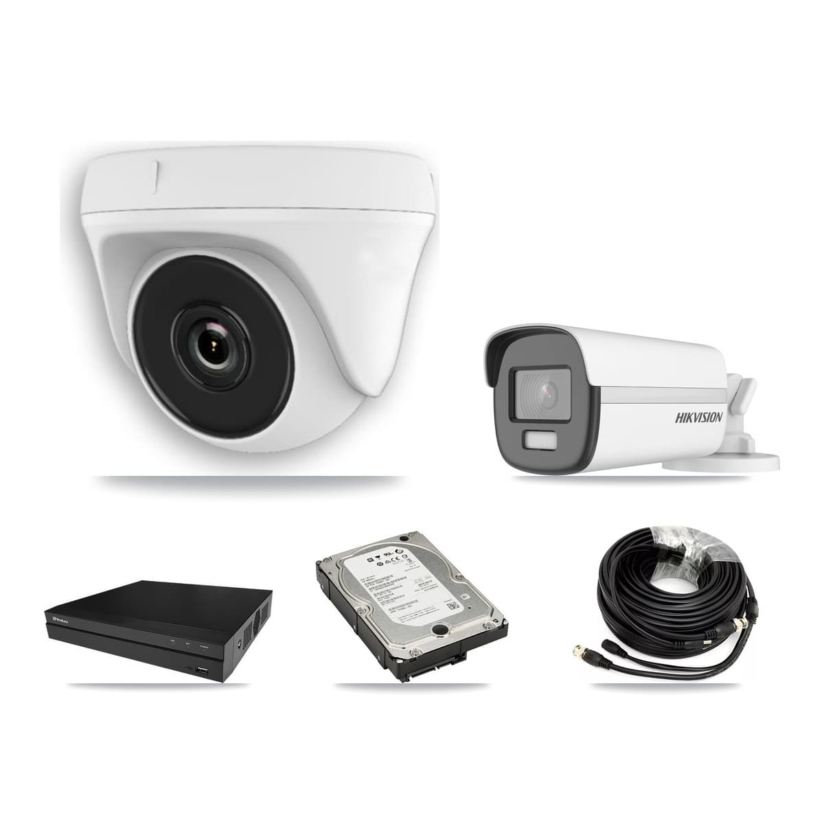 Hikvision & Prolux 8-Channel 2MP – 4K CCTV Kit — 1 4K Bullet + 3 White 2MP Dome Cameras + 5TB Recording (PXD-5208AN Recorder) - Image 1