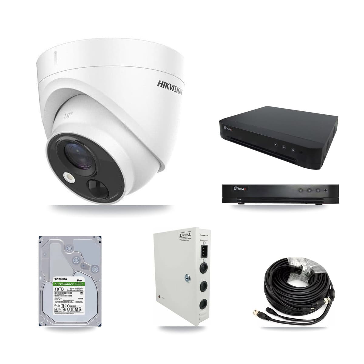 Hikvision & Prolux 16-Channel 5MP CCTV Kit — 10 DS-2CE71H0T Turret Cameras + 10TB Recording - Image 1