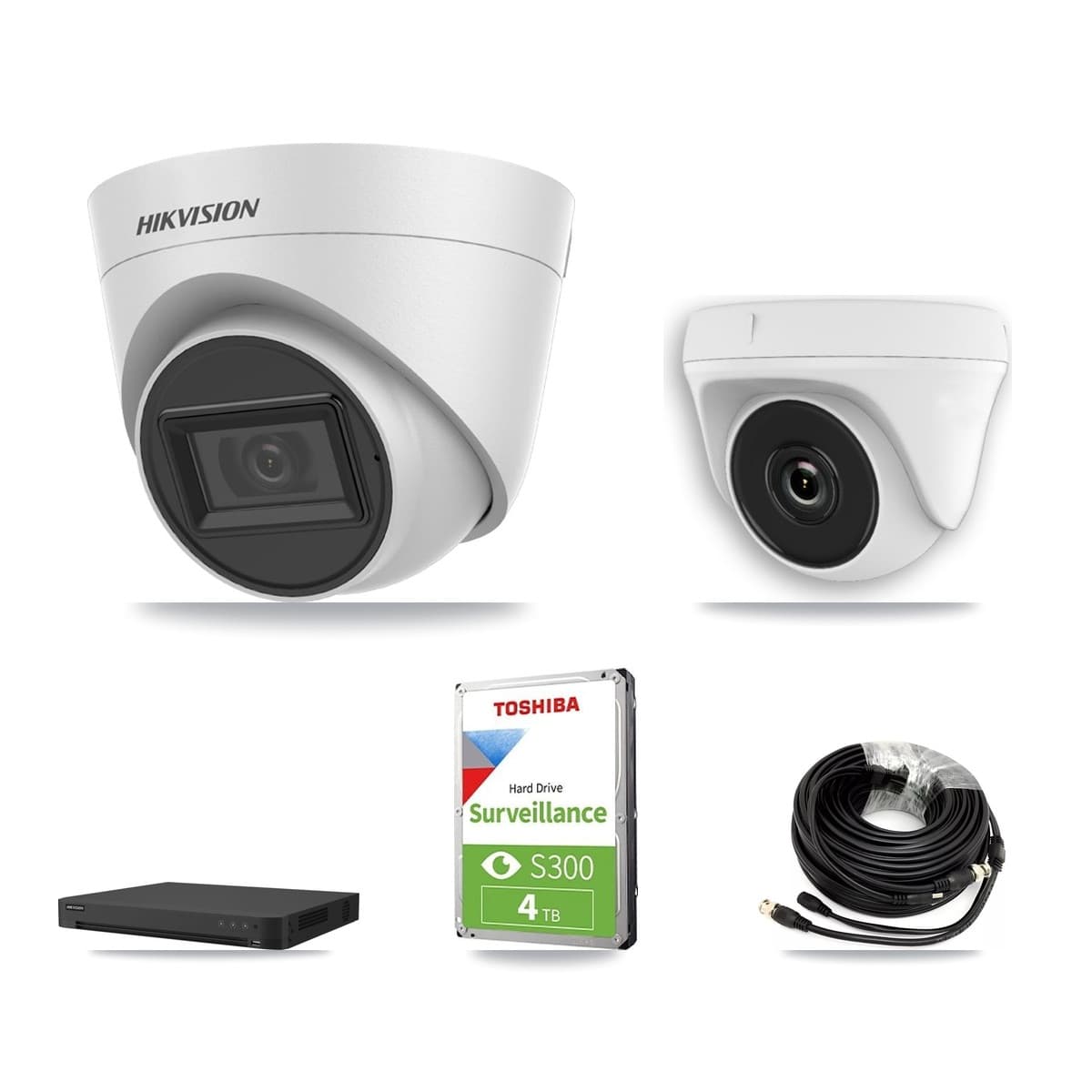 Hikvision 32-Channel 2MP – 5MP CCTV Kit — 2 White 5MP Turret + 1 White 2MP Dome Cameras + 4TB Recording (IDS-7232HQHI Recorder)