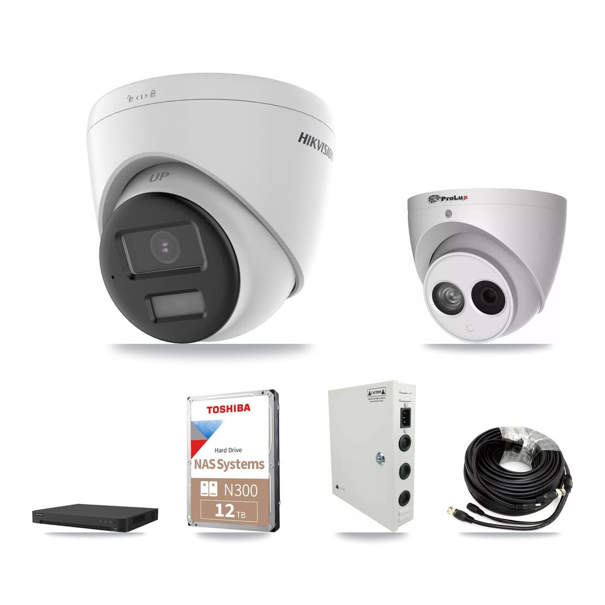Hikvision & Prolux 32-Channel 4MP – 5MP CCTV Kit — 31 DS-2CE78K0T 5MP + 1 PXC-612C4W-A 4MP Turret Cameras + 2× 12TB Recording