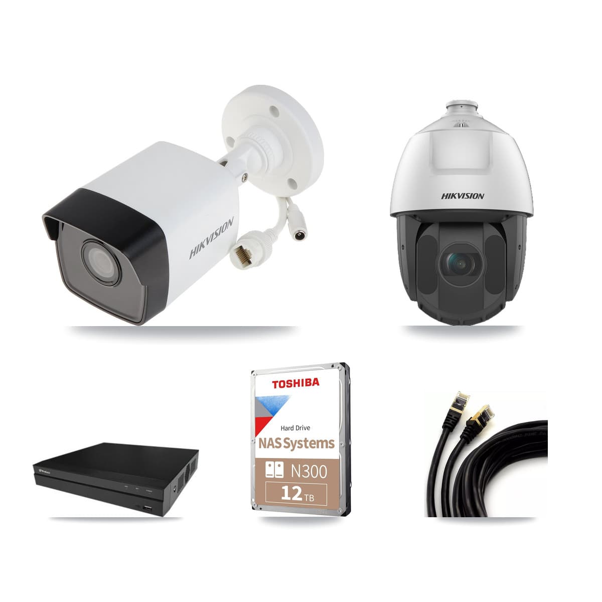 Hikvision & Prolux 16-Channel 2MP – 5MP CCTV Kit — 8 5MP Bullet + 1 2MP PTZ Cameras + 12TB Recording