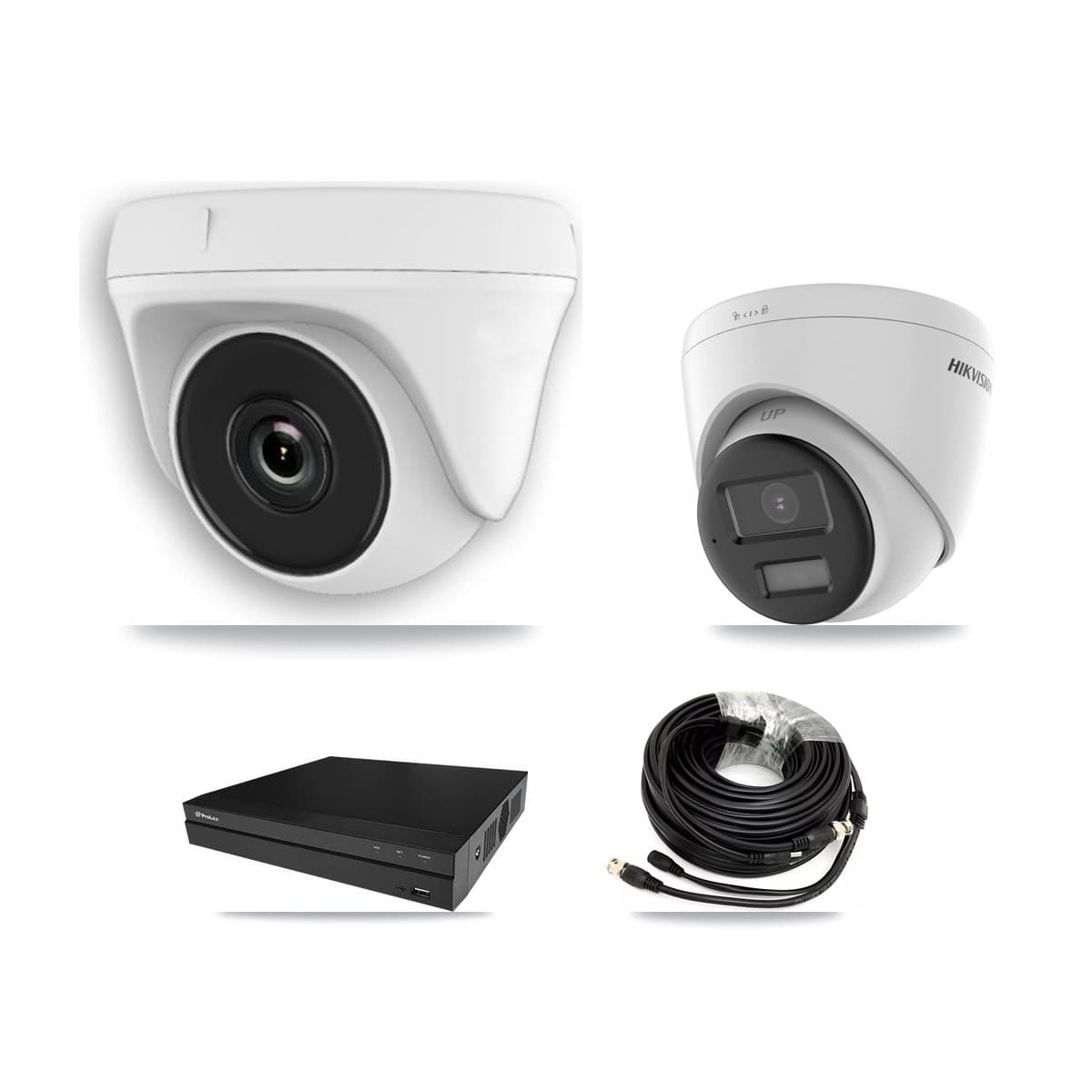 Hikvision & Prolux 8-Channel 2MP – 4K CCTV Kit — 1 DS-2CE78U0T 4K Turret + 7 White HDT-2MP-N20W 2MP Dome Cameras + 8TB Recording - Image 1