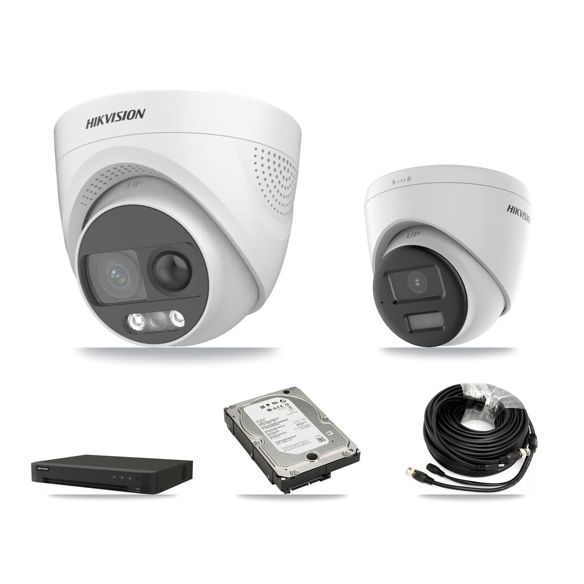 Hikvision 16-Channel 5MP CCTV Kit — 2 DS-2CE72KF3T + 2 DS-2CE78K0T Turret Cameras + 5TB Recording (IDS-7216HQHI Recorder) - Image 1