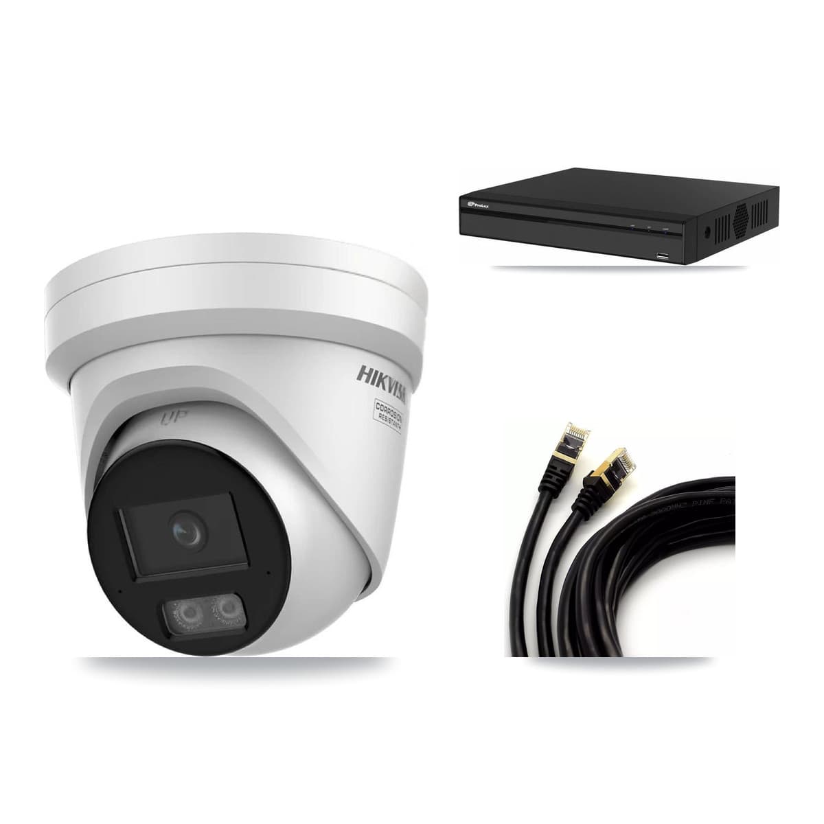 Hikvision & Prolux 4-Channel 4K CCTV Kit — 3 DS-2CD2387G3 Turret Cameras + 8TB Recording