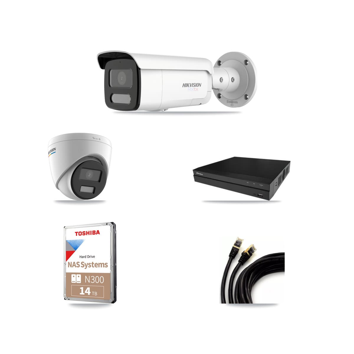 Hikvision & Prolux 16-Channel 2MP – 4K CCTV Kit — 2 2MP Turret + 5 4K Bullet Cameras + 14TB Recording