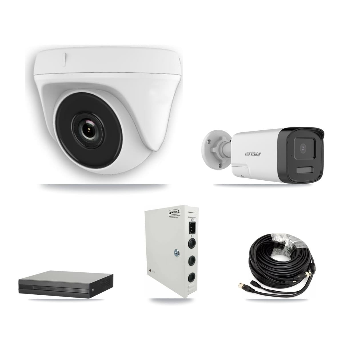 Hikvision 16-Channel 2MP – 5MP CCTV Kit — 1 DS-2CE17K0T 5MP Bullet + 10 White HDT-2MP-N20W 2MP Dome Cameras + 8TB Recording (XVR-3116HS Recorder) - Image 1