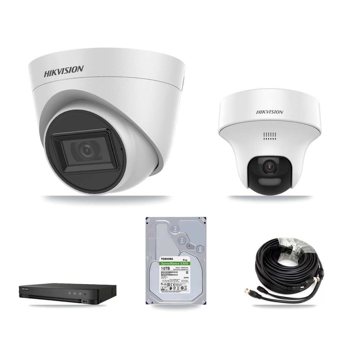 Hikvision 8-Channel 5MP CCTV Kit — 1 DS-2CE70K0T + 7 DS-2CE78H0T Turret Cameras + 10TB Recording