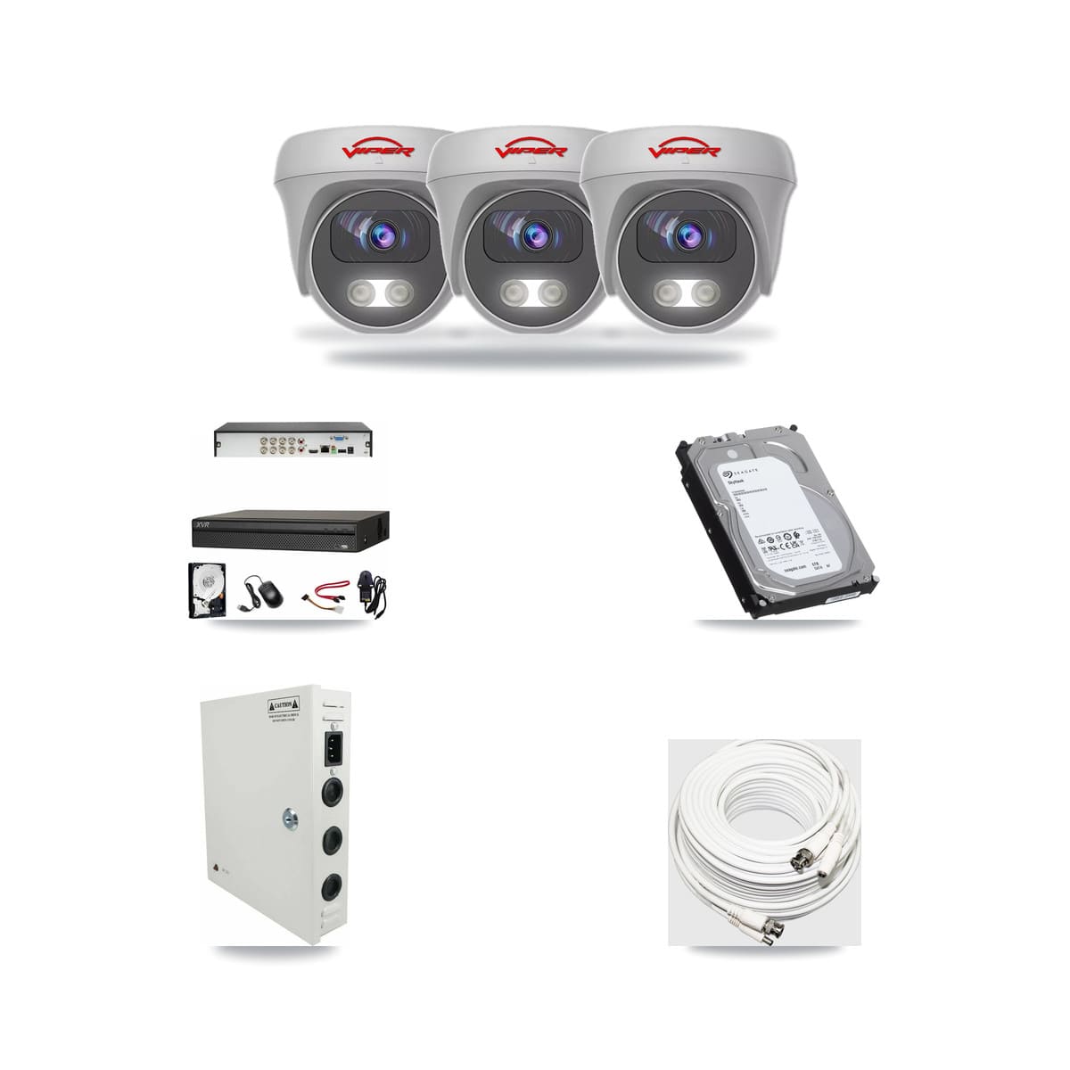 Dahua 8-channel CCTV kit: 3 cameras (3× 5MP Camera), 6TB hard drive