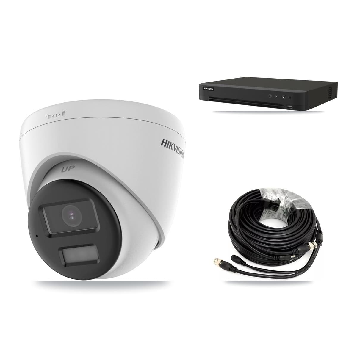 Hikvision 8-Channel 5MP CCTV Kit — 5 DS-2CE78K0T-LPTS + 1 DS-2CE78K0T-LTS Turret Cameras + 8TB Recording (IDS-7208HUHI-M1/XT Recorder) - Image 1