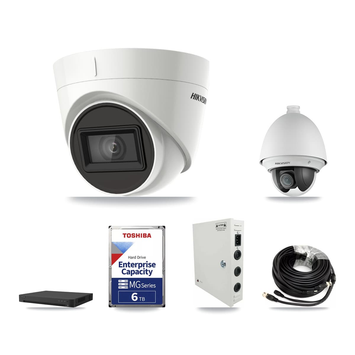 Hikvision 16-Channel 2MP – 4K CCTV Kit — 1 DS-2AE4225T 2MP PTZ + 9 DS-2CE78U1T 4K Turret Cameras + 6TB Recording