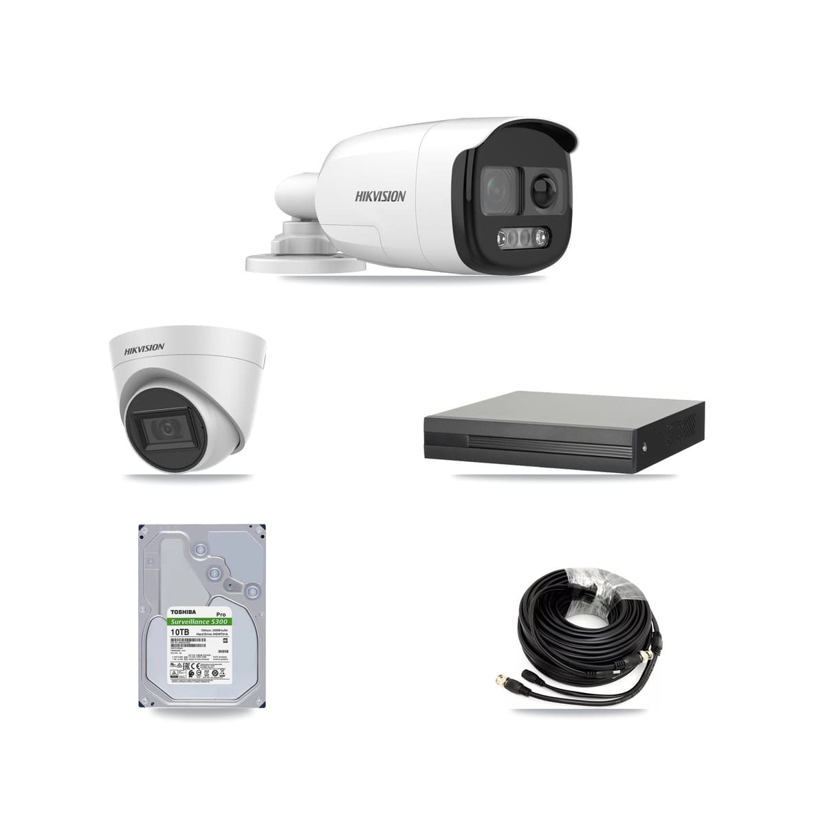 Hikvision 8-Channel 5MP CCTV Kit — 4 Bullet + 4 White Turret Cameras + 10TB Recording (XVR-3108HS Recorder) - Image 1