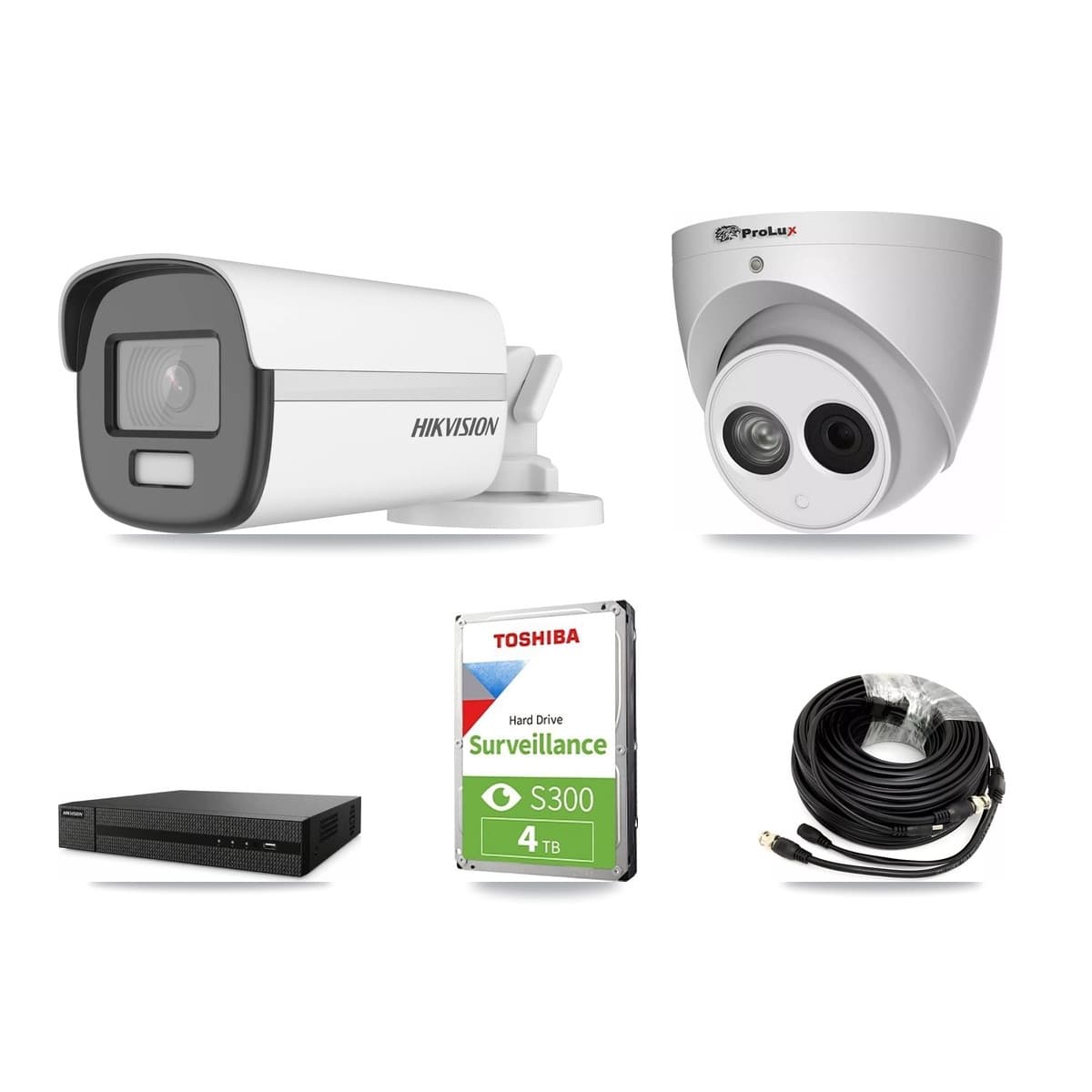 Hikvision & Prolux 8-Channel 4MP – 4K CCTV Kit — 1 4K Bullet + 1 4MP Turret Cameras + 4TB Recording (DVR-8CH Recorder) - Image 1