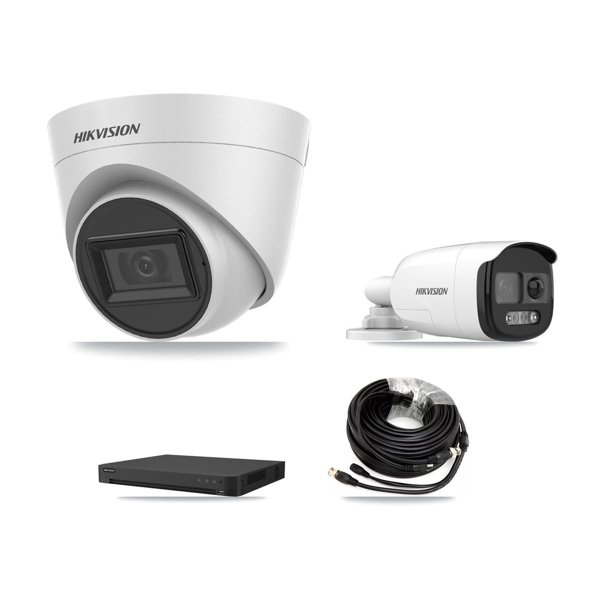 Hikvision 16-Channel 5MP CCTV Kit — 1 Bullet + 5 White Turret Cameras + 8TB Recording (IDS-7216HUHI Recorder) - Image 1