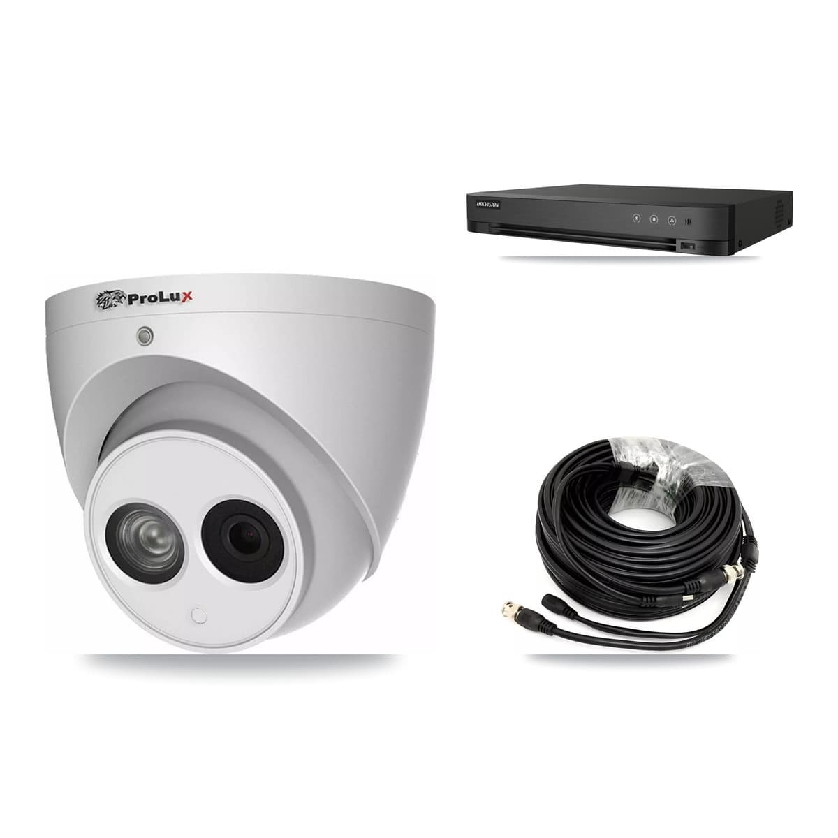 Prolux & Hikvision 4-Channel 4MP CCTV Kit — 2 Turret Cameras + 3TB Recording (DS-7204HUHI Recorder)