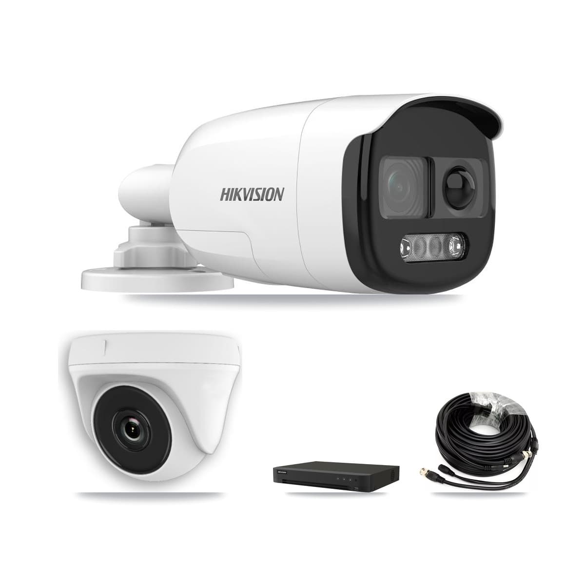 Hikvision 16-Channel 2MP – 5MP CCTV Kit — 4 DS-2CE12KF3T 5MP Bullet + 4 White HDT-2MP-N20W 2MP Dome Cameras + 8TB Recording (IDS-7216HQHI Recorder) - Image 1