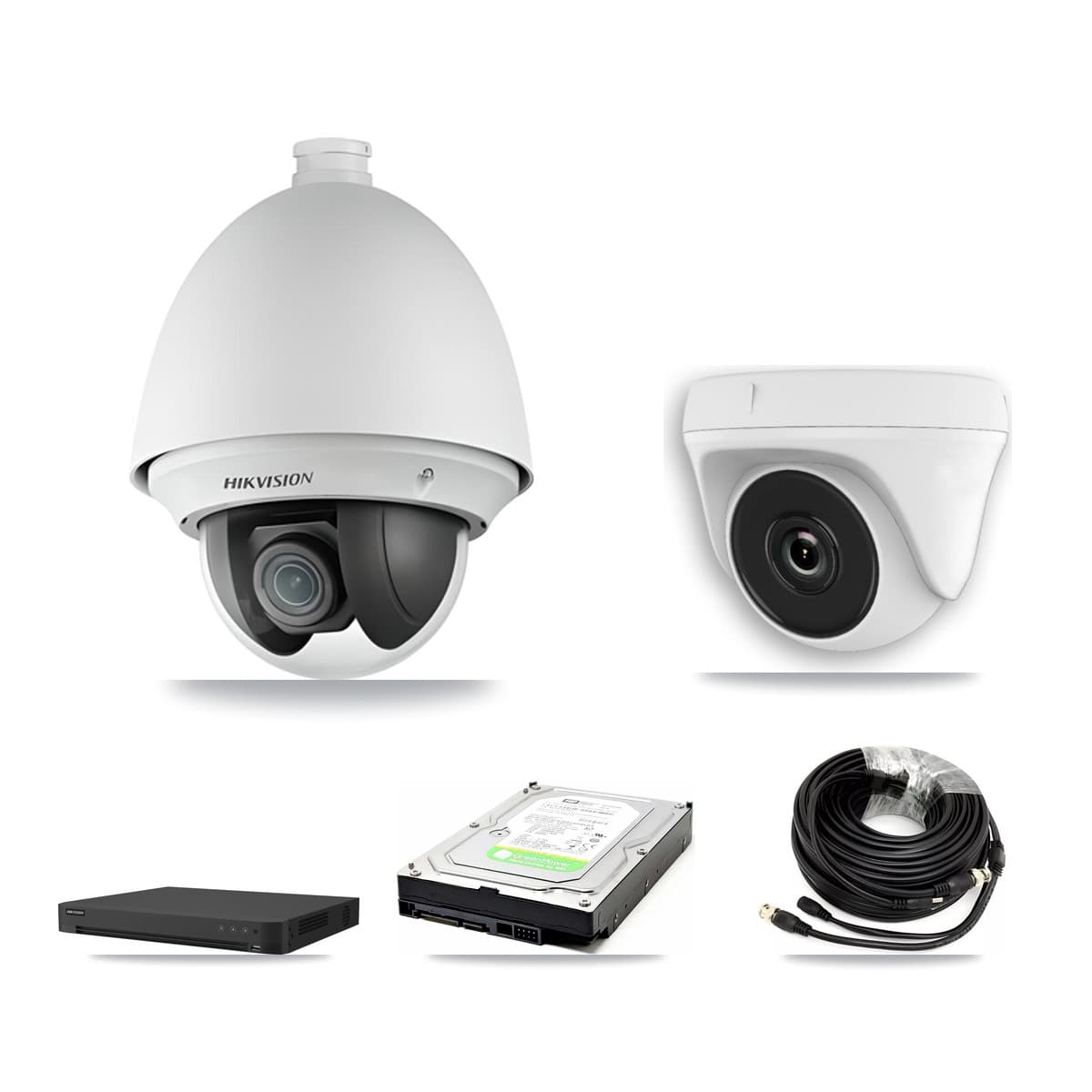 Hikvision 16-Channel 2MP CCTV Kit — 1 PTZ + 1 White Dome Cameras + 1TB Recording (IDS-7216HUHI Recorder) - Image 1