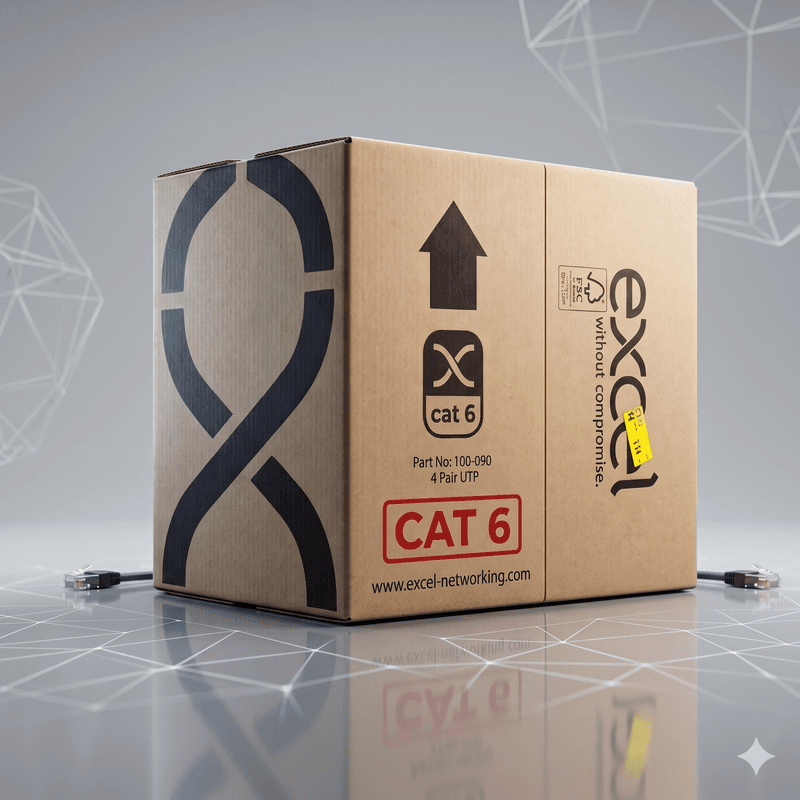 Box Of 305m Excel External Copper Cat6 Network Cable U/UTP Outdoor Euroclass Fca 305m Black