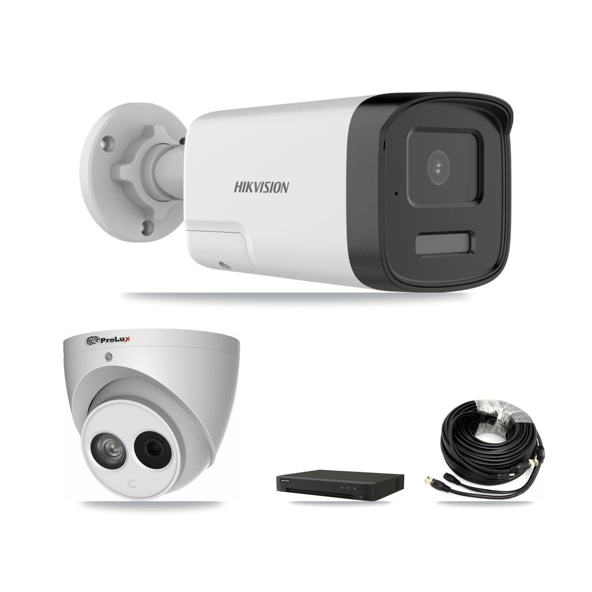 Hikvision & Prolux 16-Channel 4MP – 5MP CCTV Kit — 5 DS-2CE17K0T 5MP Bullet + 1 PXC-612C4W-A 4MP Turret Cameras + 8TB Recording (IDS-7216HQHI Recorder) - Image 1