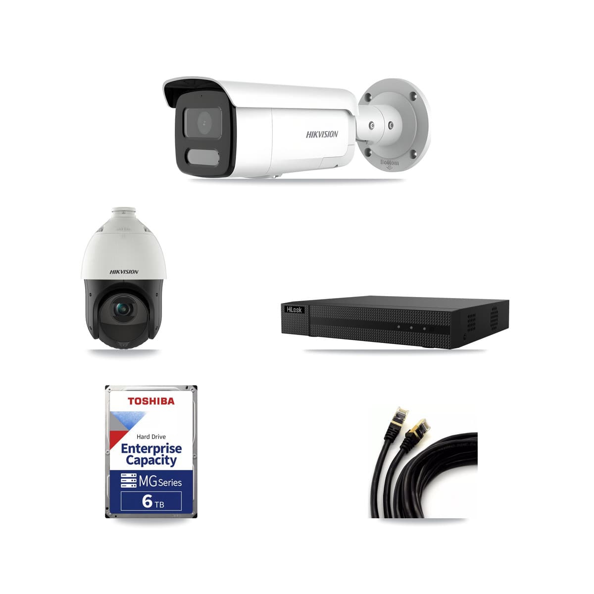 Hikvision & HiLook 8-Channel 4MP CCTV Kit — 5 Bullet + 1 PTZ Cameras + 6TB Recording (NVR-108MH-D Recorder) - Image 1