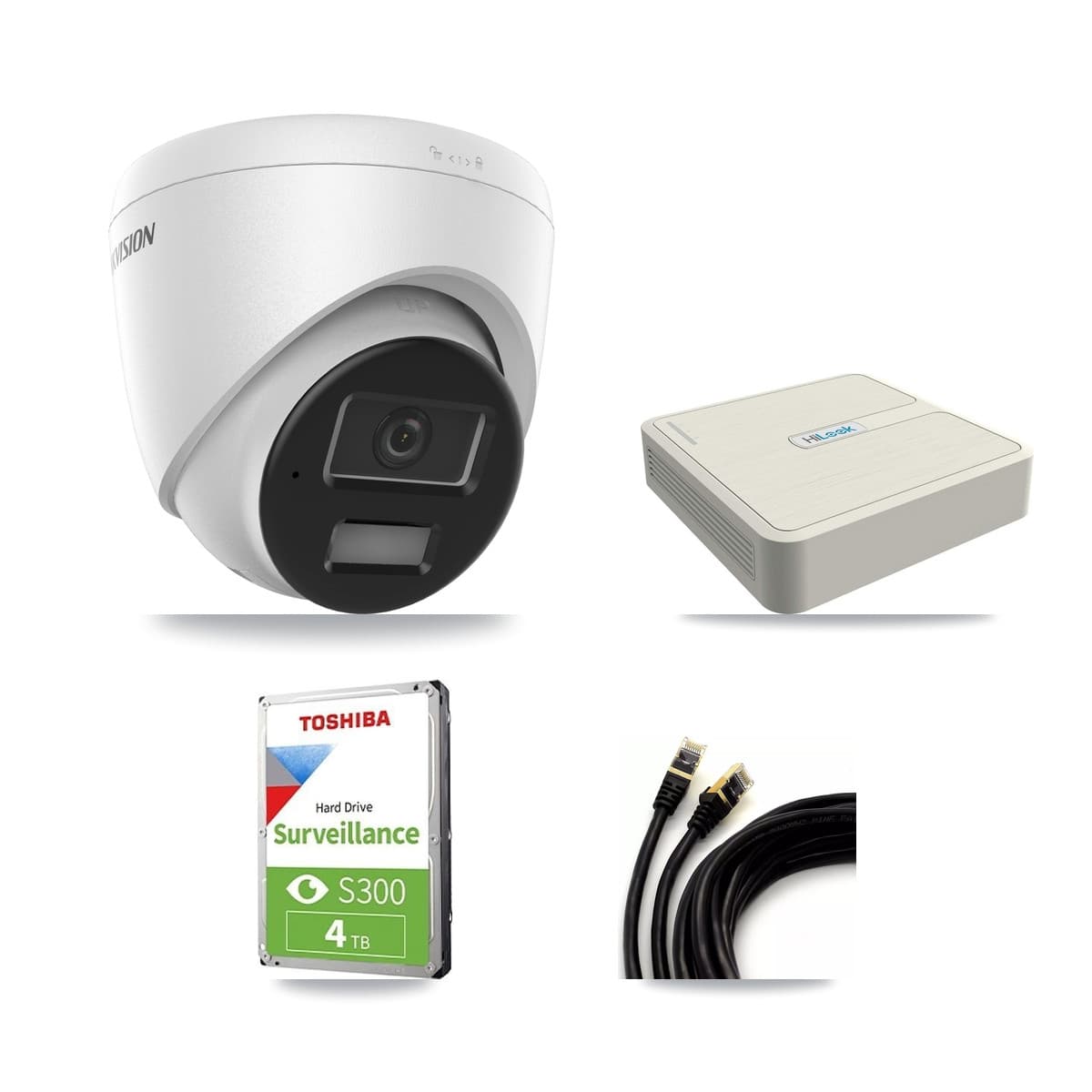 Hikvision & HiLook 8-Channel 4MP CCTV Kit — 3 DS-2CD1343G2 Turret Cameras + 4TB Recording (NVR-108H-D Recorder) - Image 1