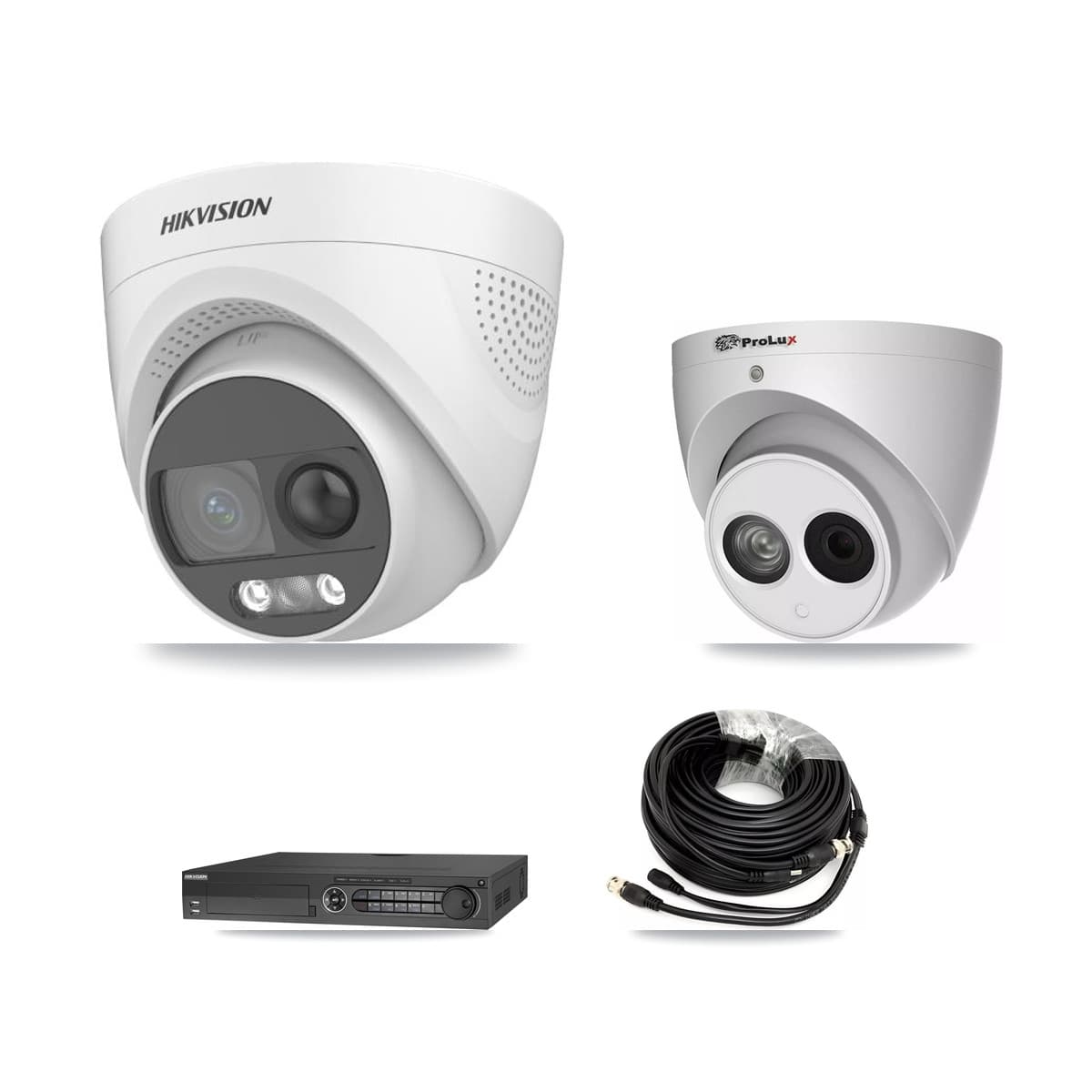 Hikvision & Prolux 32-Channel 4MP – 5MP CCTV Kit — 5 DS-2CE72KF3T 5MP + 1 PXC-612C4W-A 4MP Turret Cameras + 8TB Recording (DS-7332HQHI Recorder) - Image 1