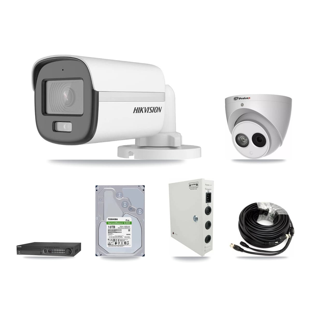 Hikvision & Prolux 32-Channel 4MP – 5MP CCTV Kit — 31 DS-2CE12KF0T 5MP Bullet + 1 PXC-612C4W-A 4MP Turret Cameras + 4× 10TB Recording - Image 1