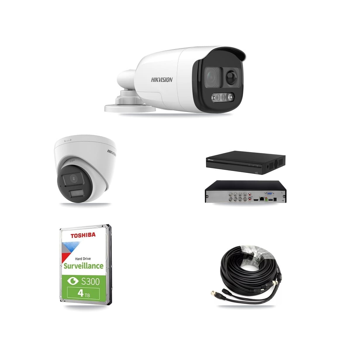 Hikvision & Prolux 8-Channel 5MP – 4K CCTV Kit — 1 DS-2CE12KF3T 5MP Bullet + 1 DS-2CE78U0T 4K Turret Cameras + 4TB Recording (PXD-5108HS Recorder) - Image 1