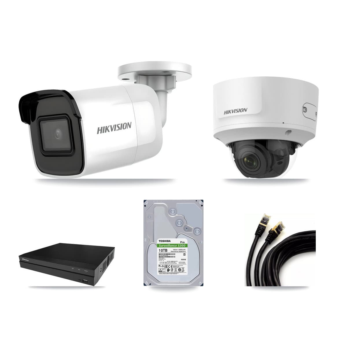 Hikvision & Prolux 8-Channel 2MP – 4K CCTV Kit — 4 4K Bullet + 1 2MP Dome Cameras + 10TB Recording