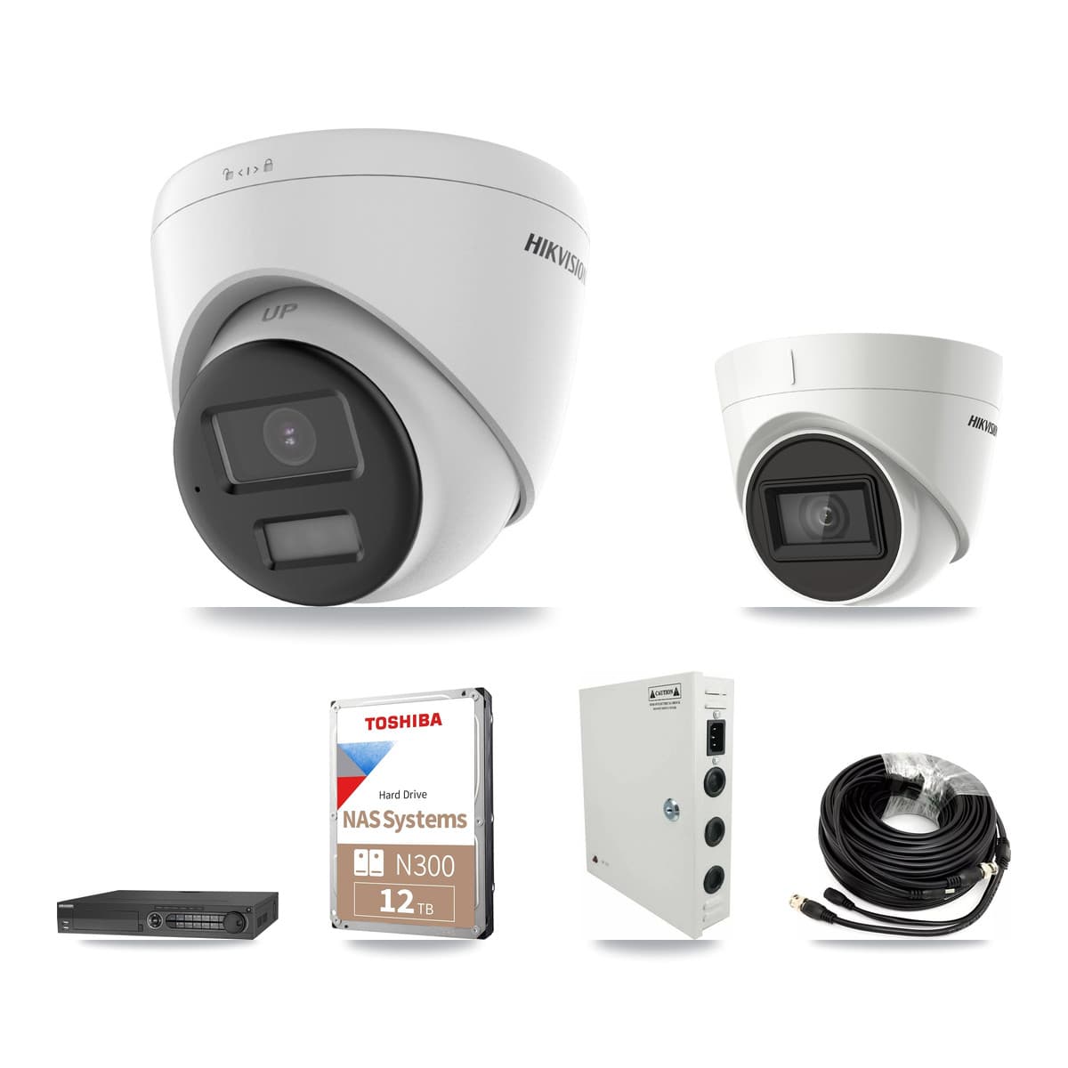Hikvision 32-Channel 4K CCTV Kit — 12 DS-2CE78U0T + 12 DS-2CE78U1T Turret Cameras + 4× 12TB Recording