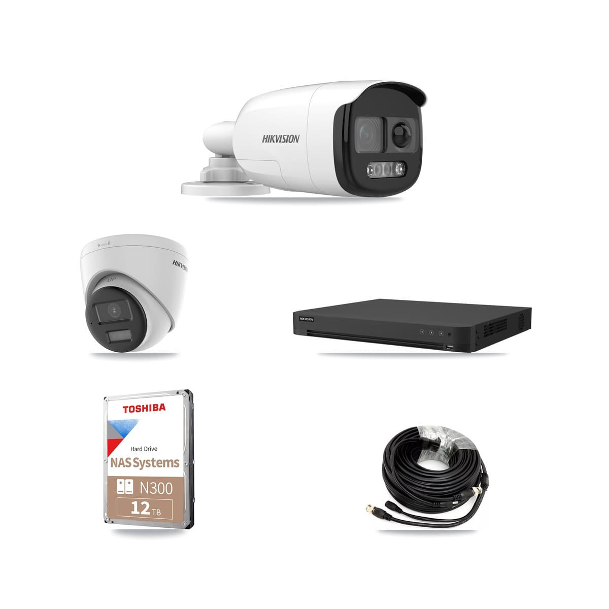 Hikvision 16-Channel 5MP – 4K CCTV Kit — 7 DS-2CE12KF3T 5MP Bullet + 1 DS-2CE78U0T 4K Turret Cameras + 12TB Recording - Image 1