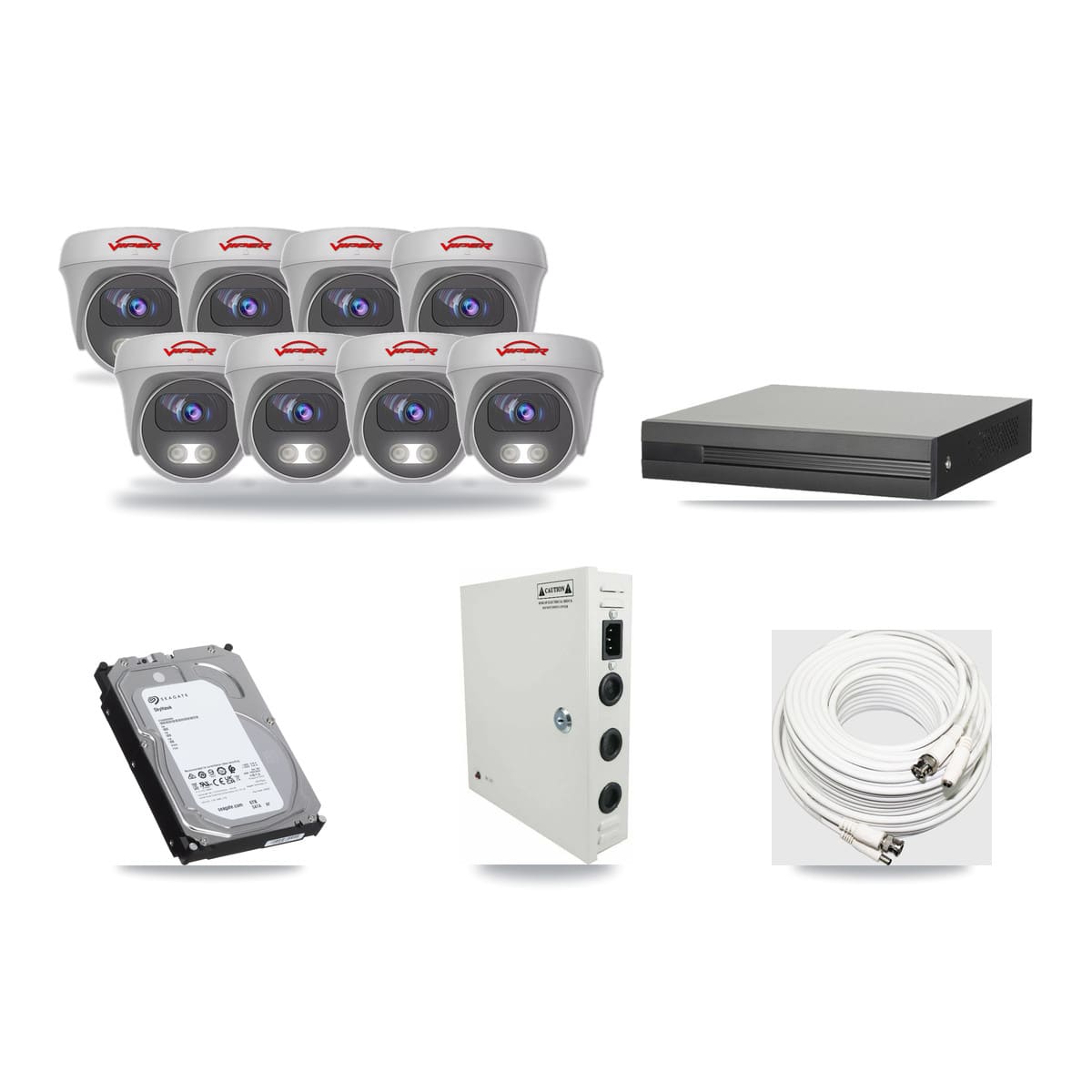 8-channel CCTV kit: 8 cameras (8× 5MP Camera), 6TB hard drive