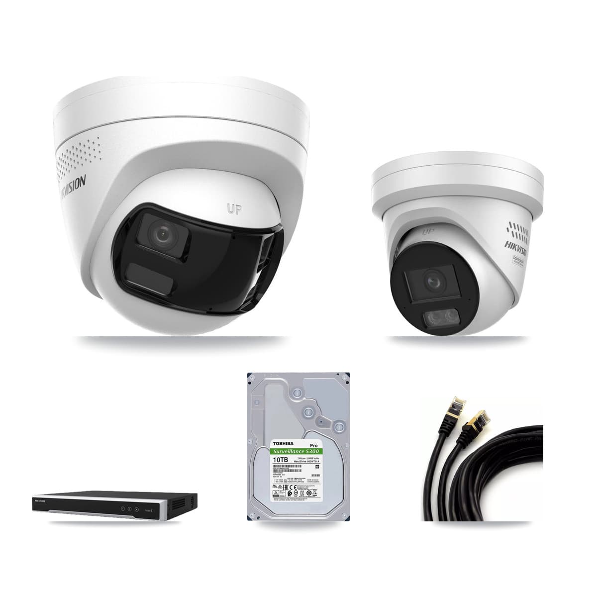 Hikvision 16-Channel 4MP – 4K CCTV Kit — 5 DS-2CD1383G2P 4K + 5 DS-2CD2347G3 4MP Turret Cameras + 2× 10TB Recording - Image 1