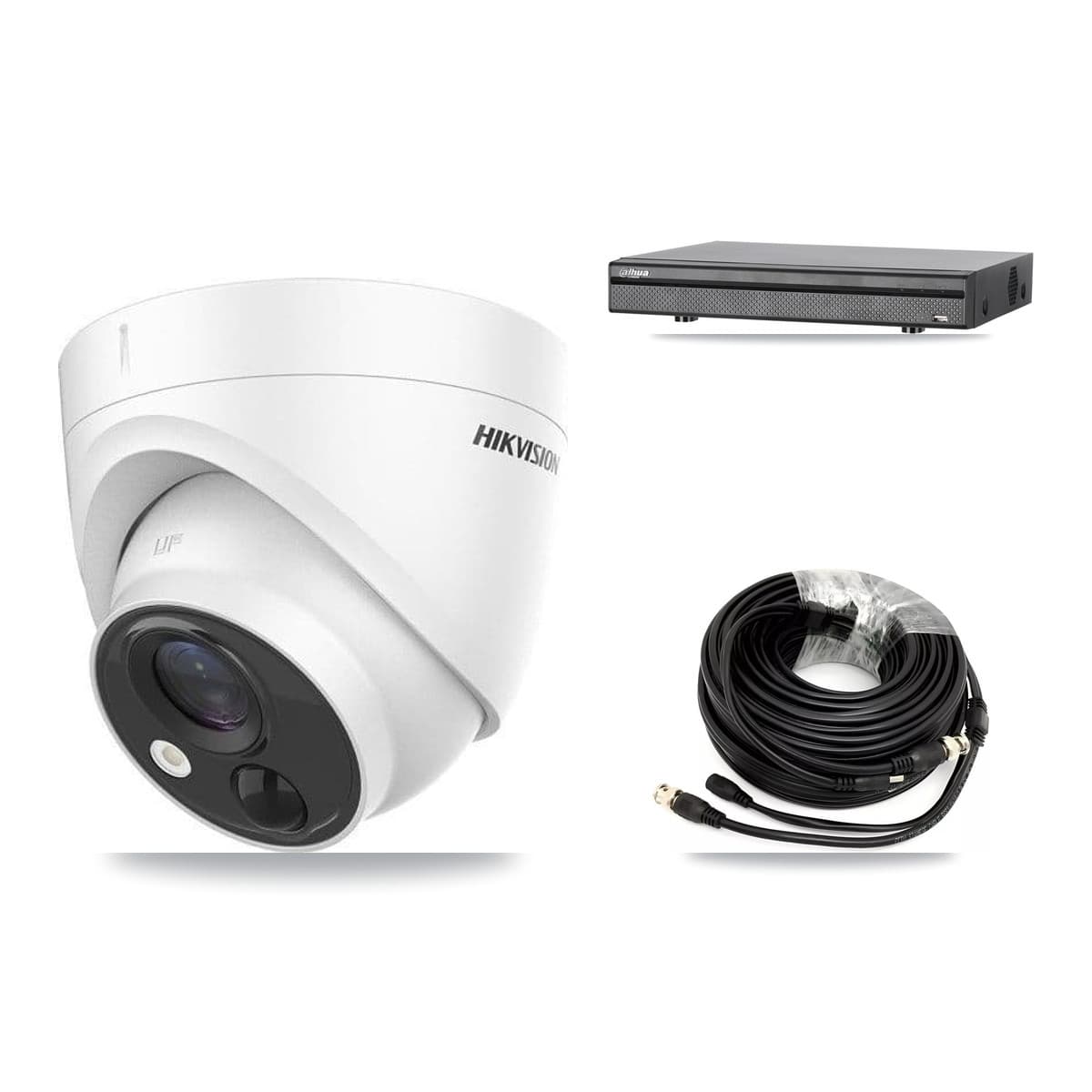 Hikvision & Dahua 8-Channel 5MP CCTV Kit — 2 DS-2CE71H0T Turret Cameras + 3TB Recording (DH-XVR5108H Recorder) - Image 1