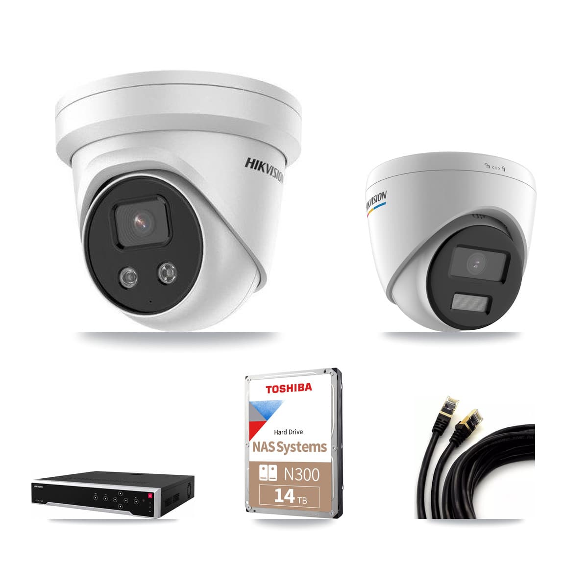 Hikvision 32-Channel 2MP – 5MP CCTV Kit — 1 2MP + 10 5MP Turret Cameras + 14TB Recording