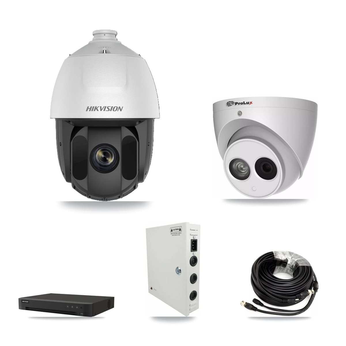 Hikvision & Prolux 16-Channel 2MP – 4MP CCTV Kit — 10 DS-2AE5225TI 2MP PTZ + 1 PXC-612C4W-A 4MP Turret Cameras + 8TB Recording (IDS-7216HQHI Recorder) - Image 1