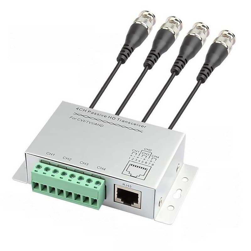 4CH Passive Video Balun BNC to RJ45 UTP Transceiver HD 1080P CCTV Converter