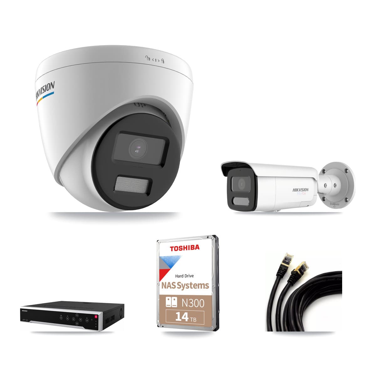 Hikvision 32-Channel 2MP – 4K CCTV Kit — 17 2MP Turret + 1 4K Bullet Cameras + 14TB Recording