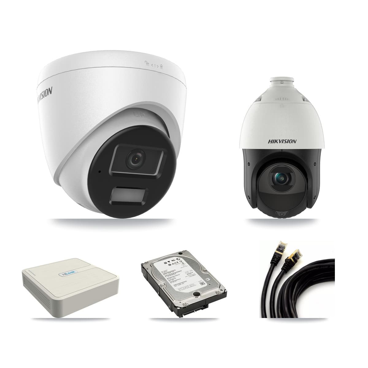 Hikvision & HiLook 8-Channel 4MP CCTV Kit — 3 Turret + 1 PTZ Cameras + 5TB Recording (NVR-108H-D Recorder) - Image 1