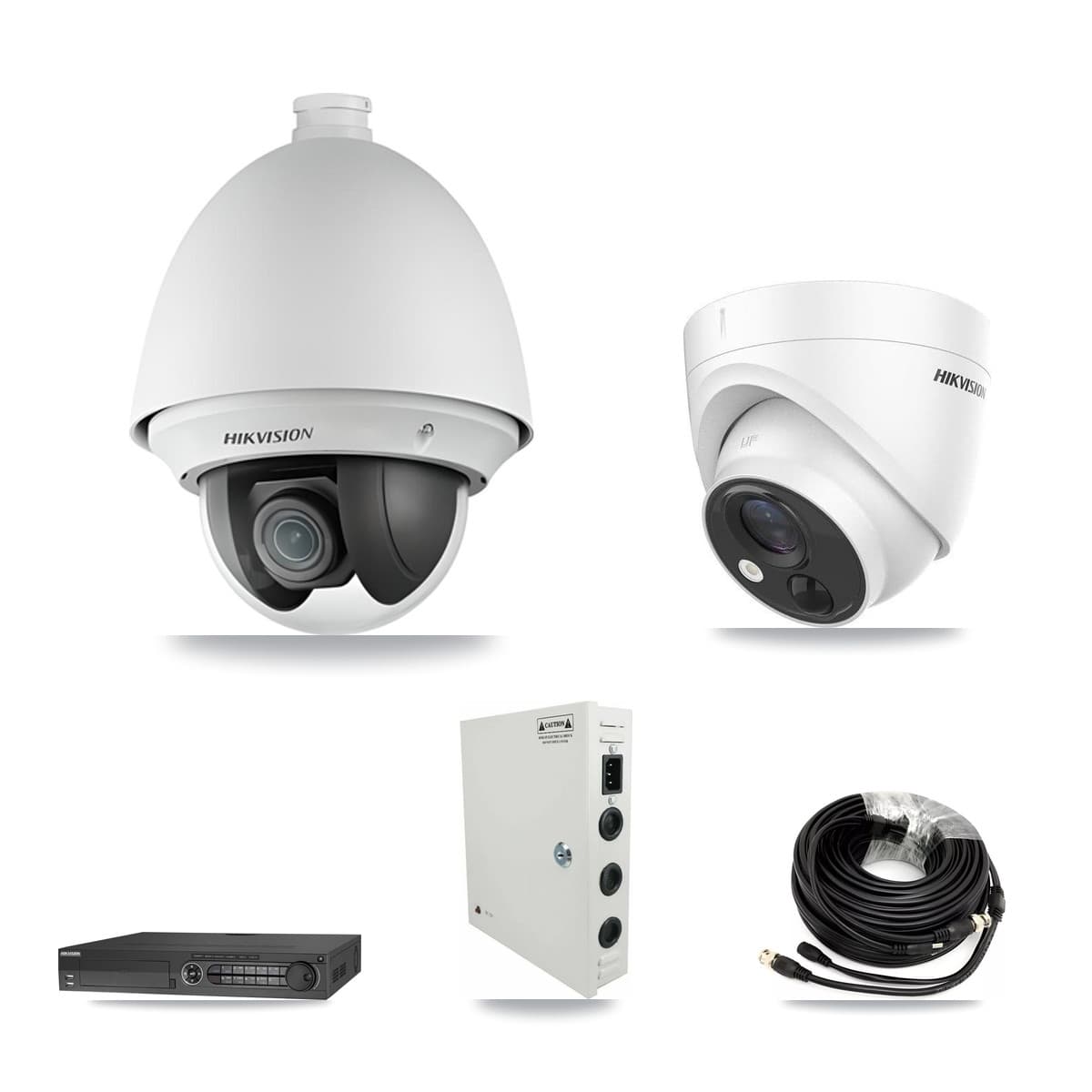 Hikvision 32-Channel 2MP – 5MP CCTV Kit — 18 DS-2AE4225T 2MP PTZ + 9 DS-2CE71H0T 5MP Turret Cameras + 3× 8TB Recording - Image 1
