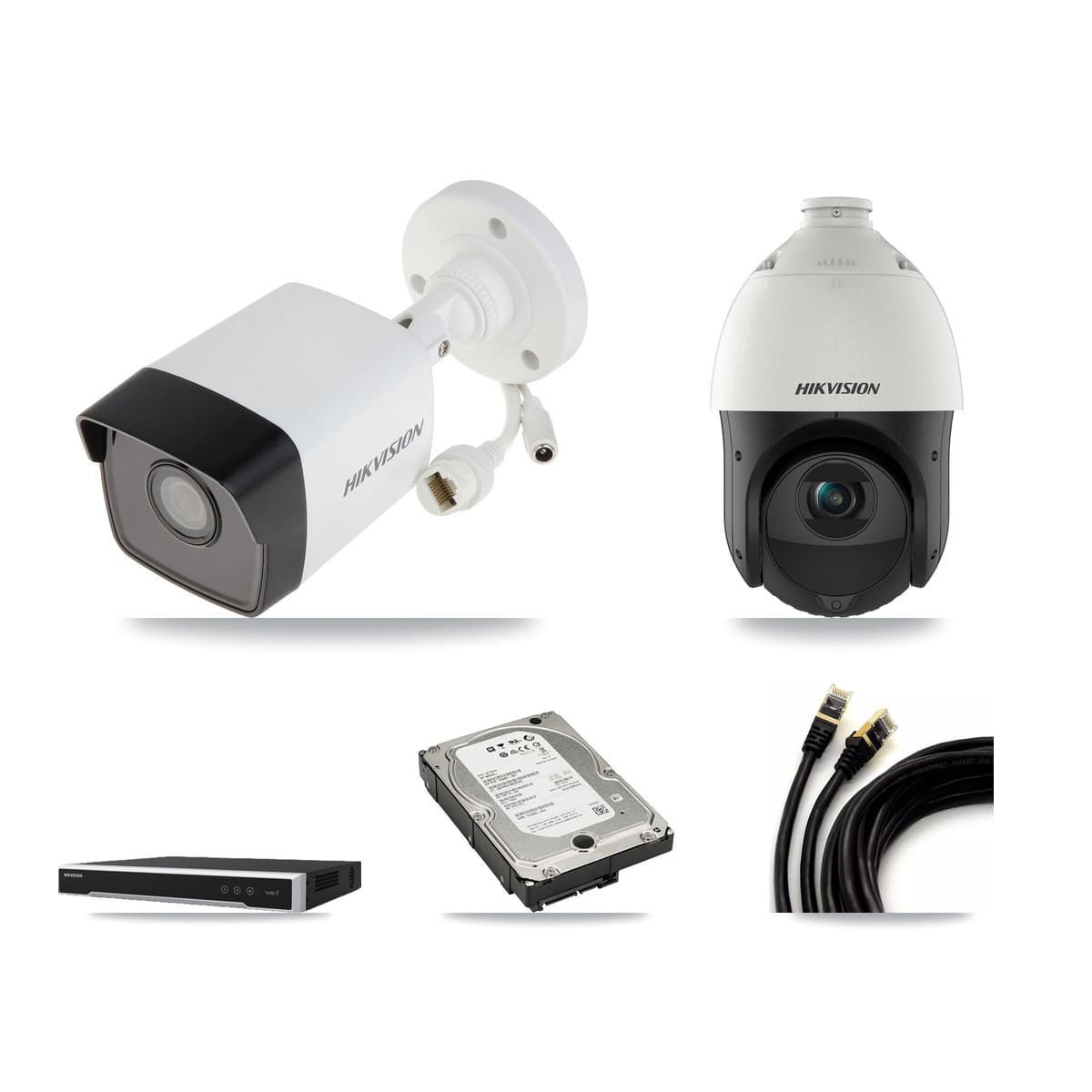 Hikvision 8-Channel 4MP – 5MP CCTV Kit — 3 5MP Bullet + 1 4MP PTZ Cameras + 5TB Recording