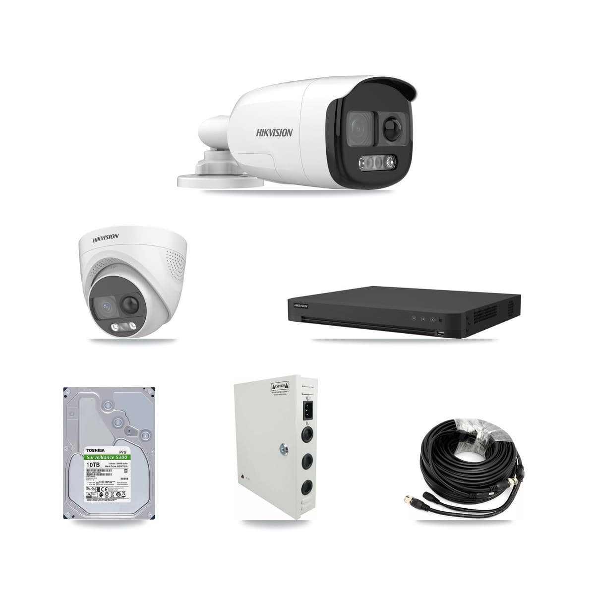Hikvision 16-Channel 5MP CCTV Kit — 11 DS-2CE12KF3T Bullet + 5 DS-2CE72KF3T Turret Cameras + 2× 10TB Recording