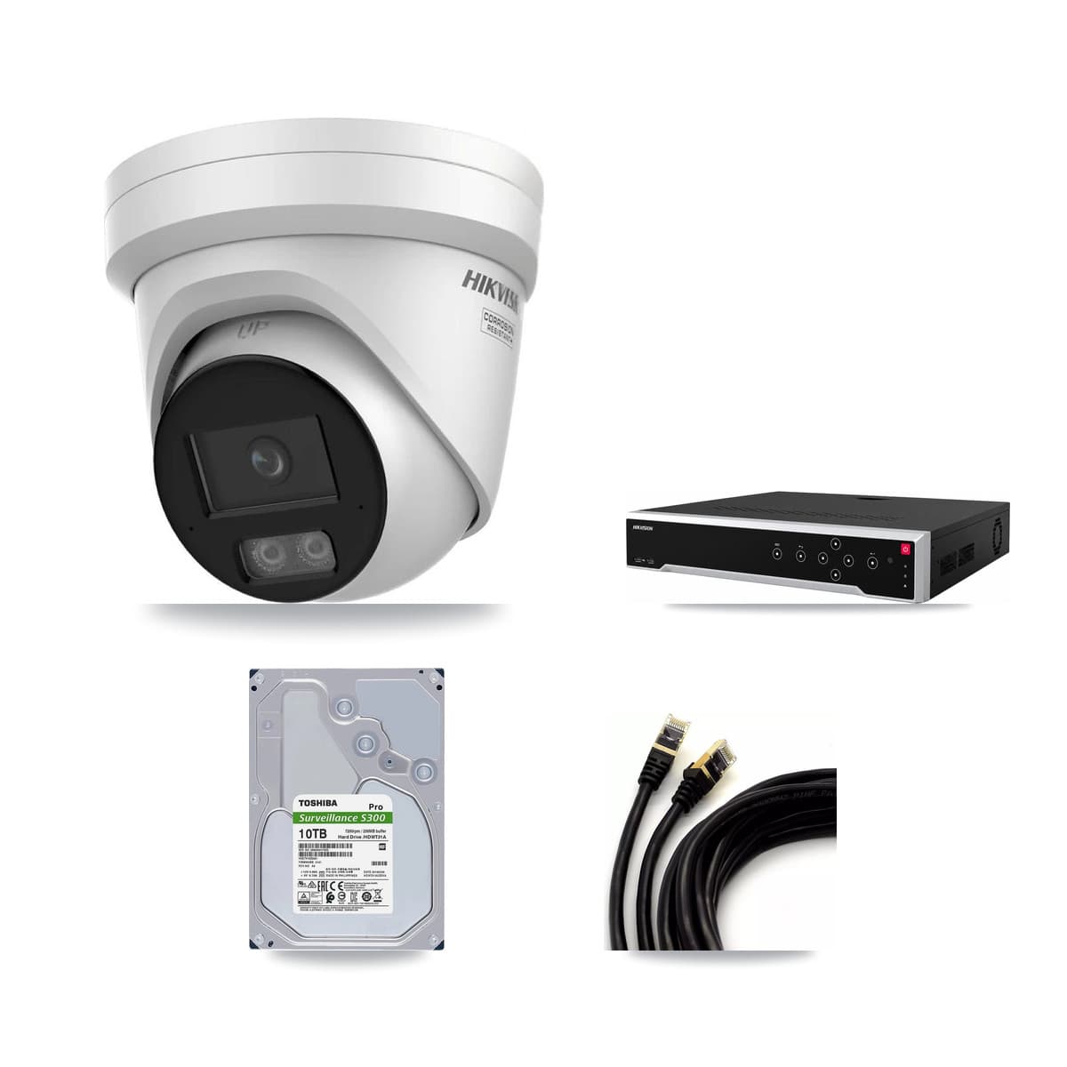 Hikvision 32-Channel 4K CCTV Kit — 12 DS-2CD2387G3 Turret Cameras + 3× 10TB Recording