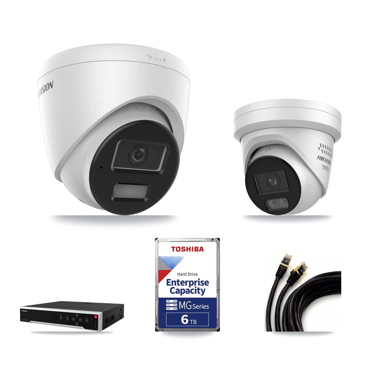 Hikvision 32-Channel 4MP CCTV Kit — 7 DS-2CD1343G2 + 7 DS-2CD2347G3 Turret Cameras + 3× 6TB Recording - Image 1