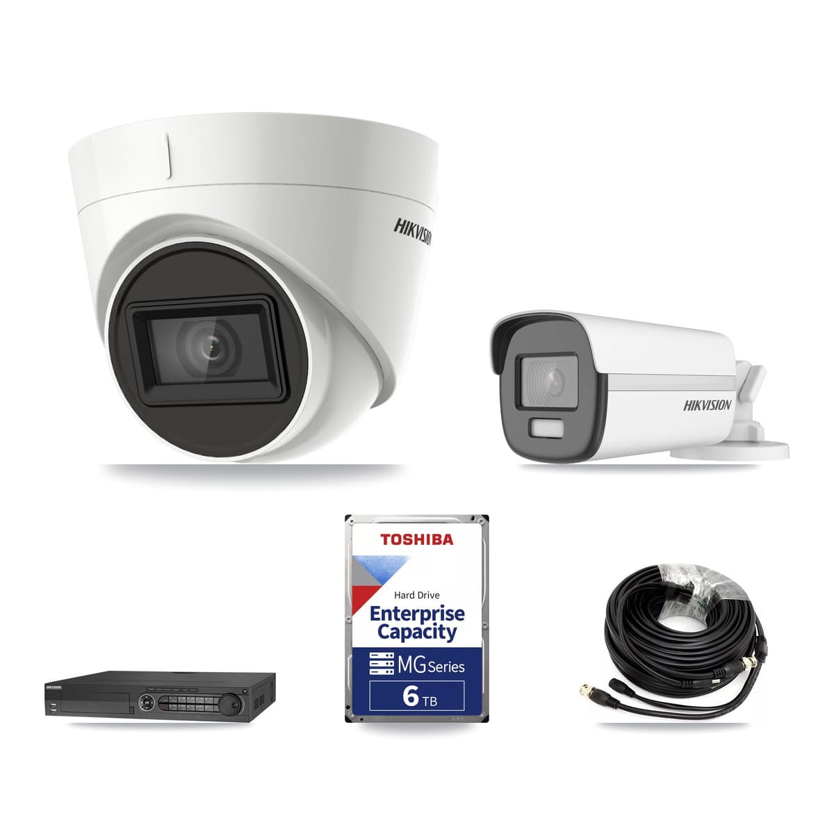 Hikvision 32-Channel 4K CCTV Kit — 1 DS-2CE12UF3T Bullet + 6 DS-2CE78U1T Turret Cameras + 3× 6TB Recording