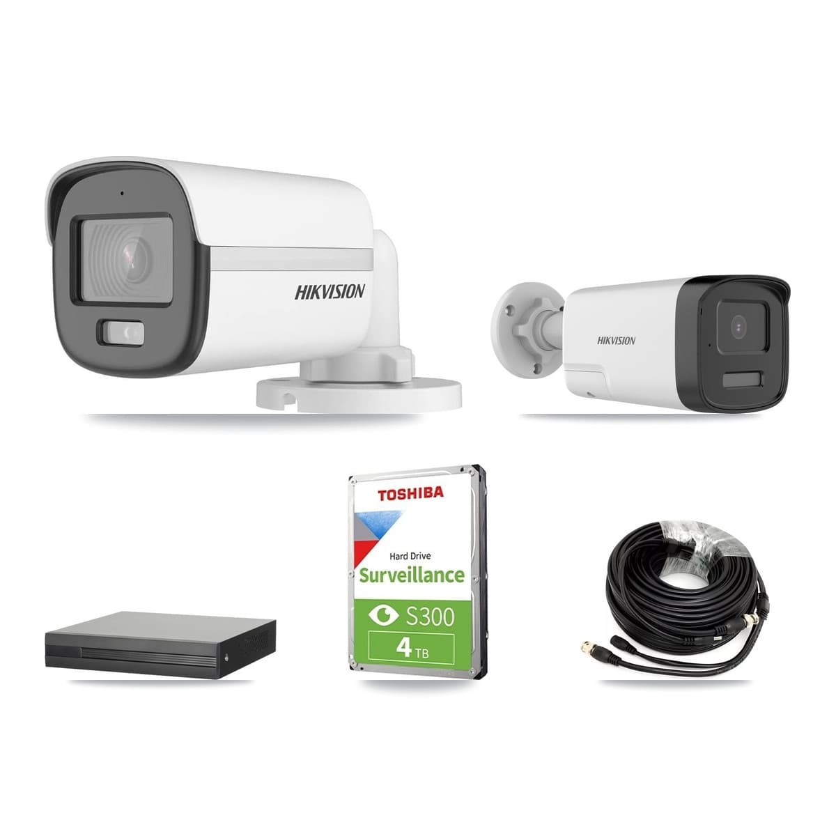 Hikvision 4-Channel 5MP CCTV Kit — 1 DS-2CE12KF0T + 1 DS-2CE17K0T Bullet Cameras + 4TB Recording (XVR-3104HS Recorder) - Image 1