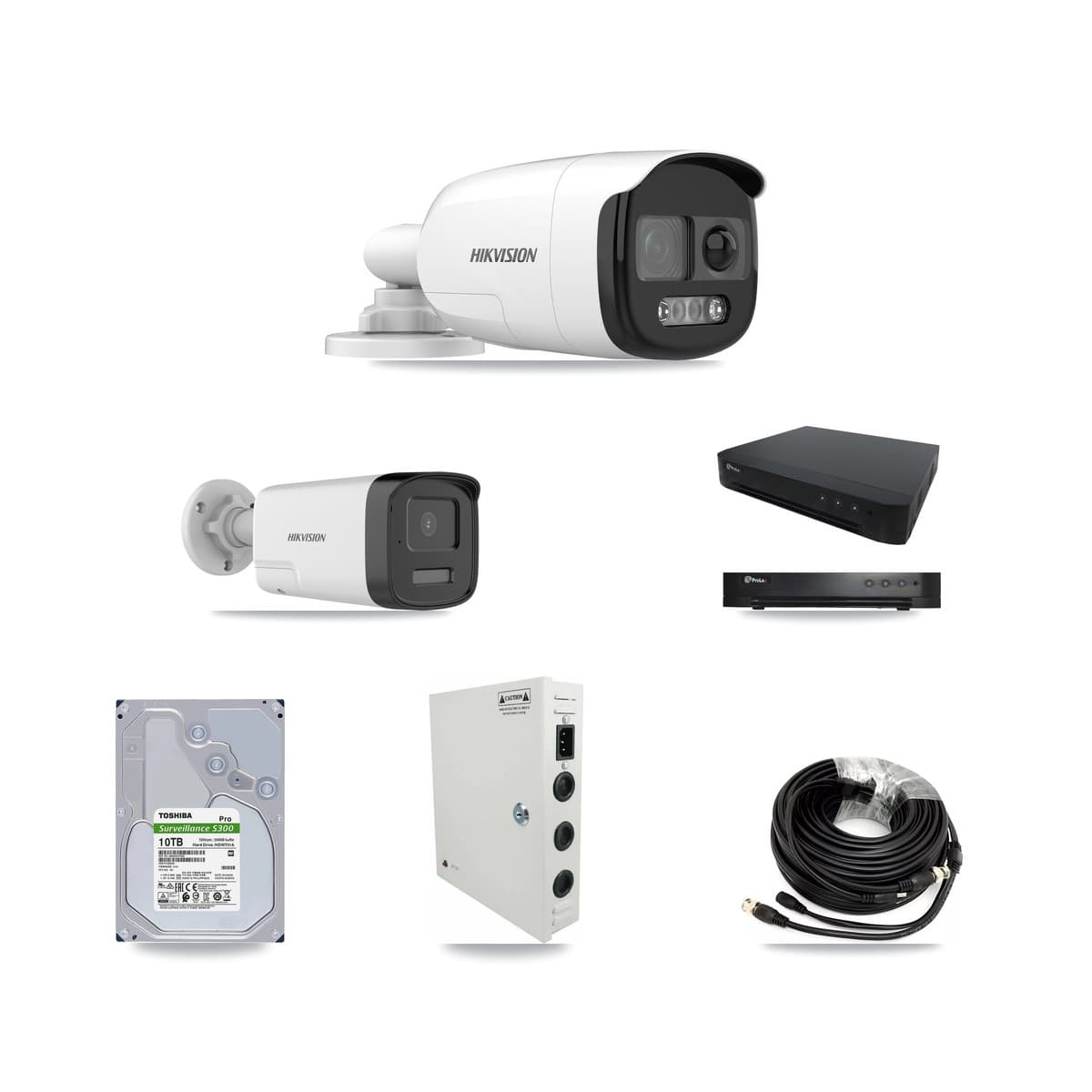 Hikvision & Prolux 16-Channel 5MP CCTV Kit — 8 DS-2CE12KF3T + 4 DS-2CE17K0T Bullet Cameras + 10TB Recording