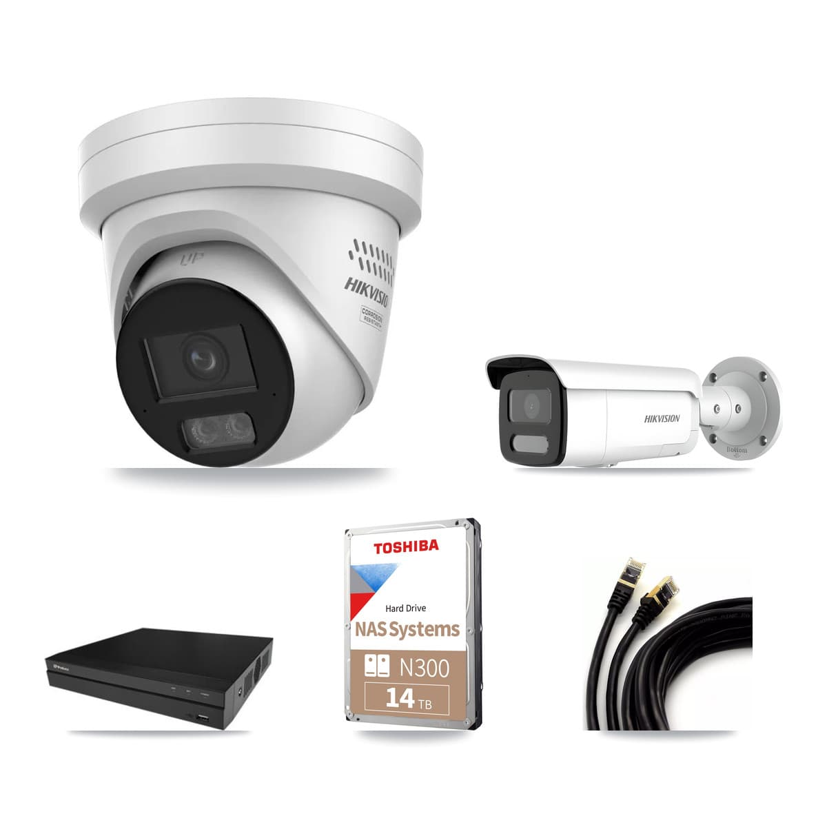 Hikvision & Prolux 16-Channel 4MP CCTV Kit — 6 Turret + 6 Bullet Cameras + 14TB Recording