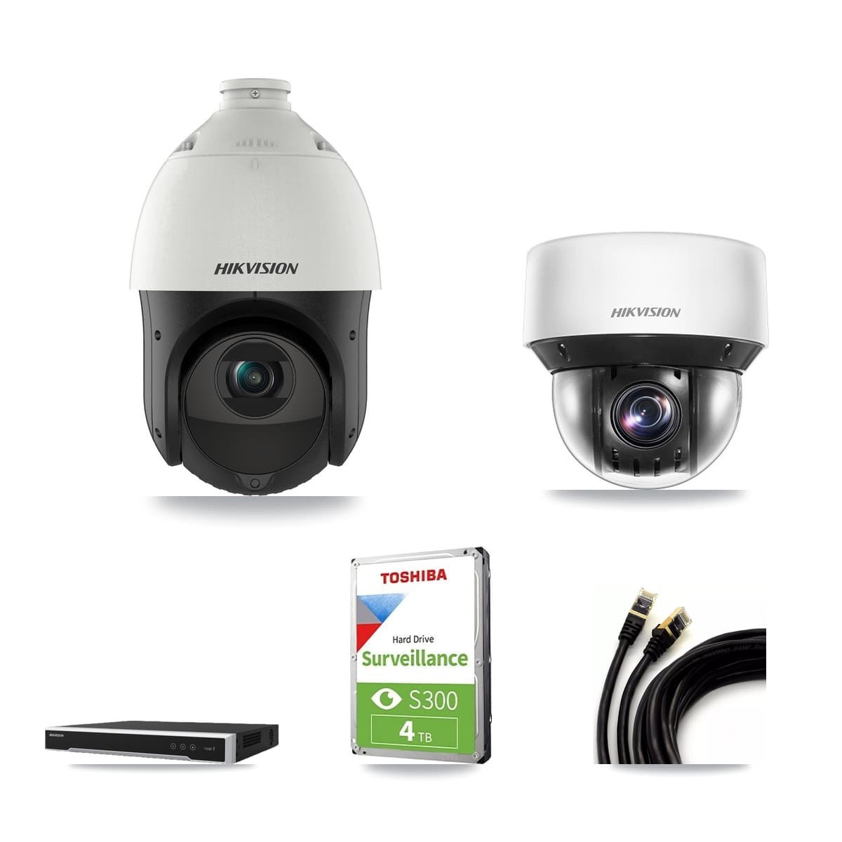 Hikvision 8-Channel 4MP CCTV Kit — 1 DS-2DE4425IW + 1 DS-2DE4A425IW PTZ Cameras + 4TB Recording - Image 1