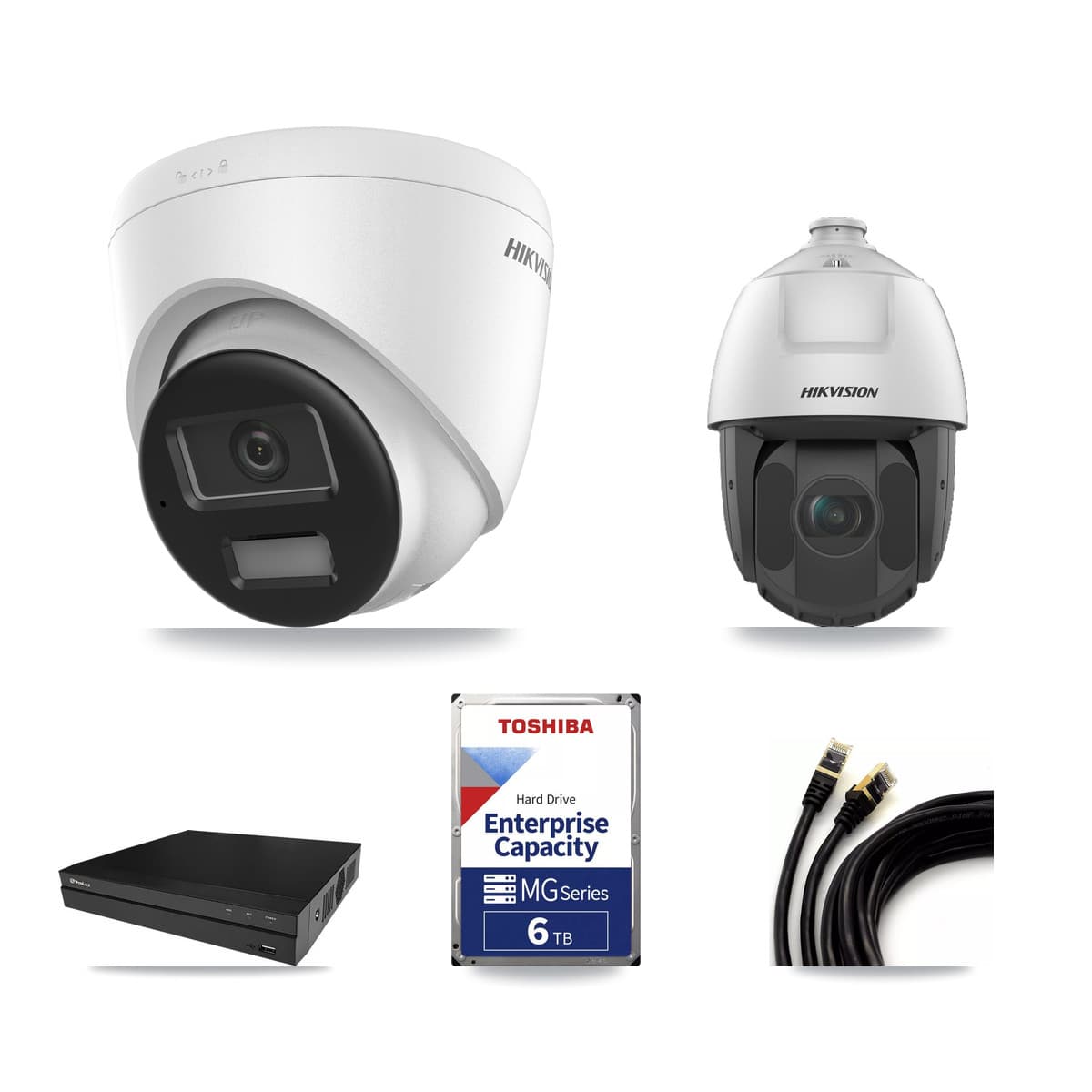 Hikvision & Prolux 8-Channel 2MP – 4K CCTV Kit — 2 4K Turret + 1 2MP PTZ Cameras + 6TB Recording - Image 1